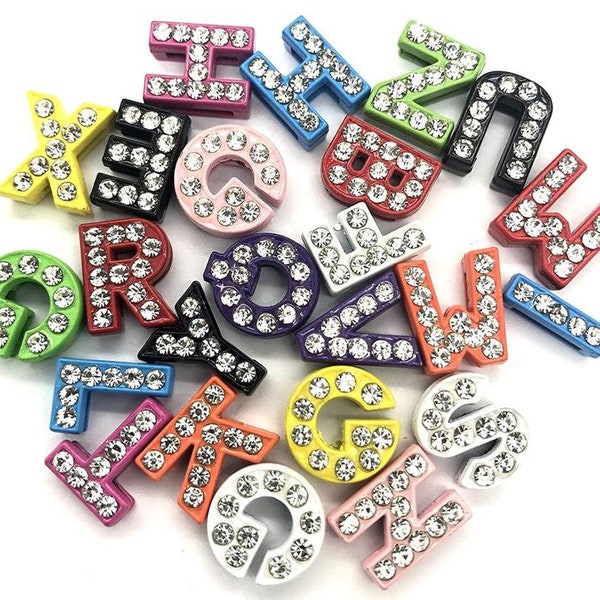 A-Z Rhinestones Letters, Multi-Color 8 mm Rhinestone Alphabet Letters Charms