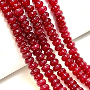 8mm Ruby Red Quartz Gemstone Smooth Rondelle shape Beads 16&quot; Strands AAA Quality Real Gemstone Beads for Jewelry Making Loose Beads