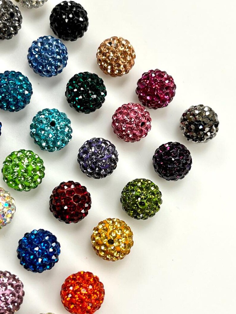 20 morceaux de perles pour pavage, perles de strass Shamballa, 8 mm - 10 mm - 12 mm perles de cristal strass, perles disco pour la fabrication de bijoux DIY image 8