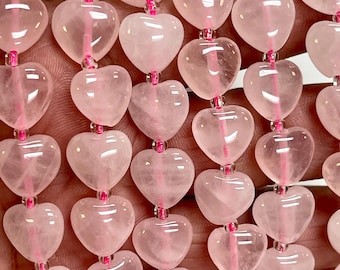 12 mm Rosenquarz Edelstein Herz Perlen 12 mm, natürliche Edelstein Perlen Strang 15 Zoll, rosa Kristall Herzform Perlen für die Schmuckherstellung