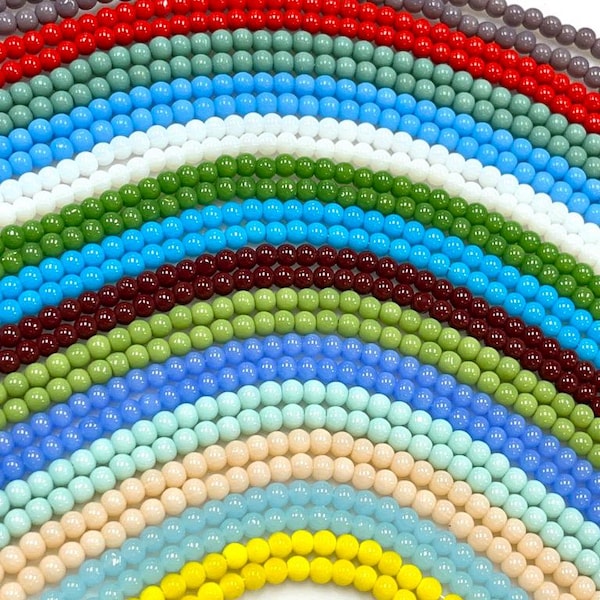 10 Strands Wholesale Lot 4mm Czech Opaque Glass Beads Round Loose - 4mm Beads Strands - Multi Color Glass Beads For Jewelry Making Crafts