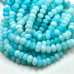 8-9mm Blue Opal Gemstone Beads, Genuine Opal Rondelle Shape Beads 16&quot; Long For Jewelry Making Handmade Beads Crafts