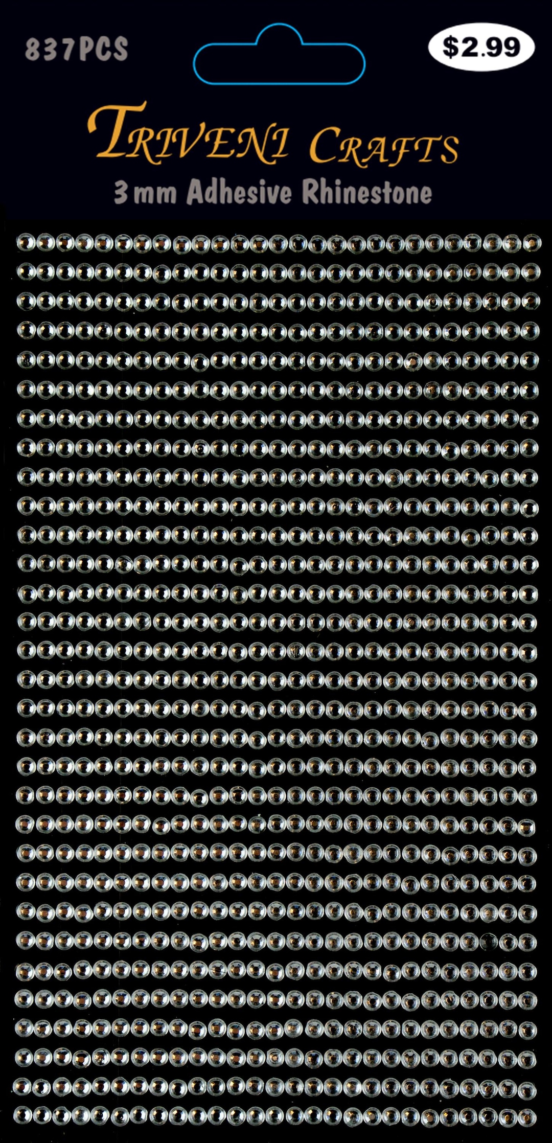Rhinestone Sticker Sheet Acrylic Gemstone Self Adhesive Bling Dots 3mm ...
