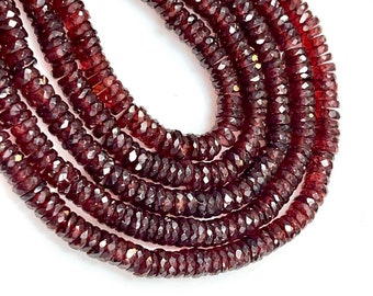 Natürlicher Granat-Edelstein, facettierte Heishi-Perlen in Scheibenform, 6–7 mm Stränge, für DIY-Schmuckherstellung