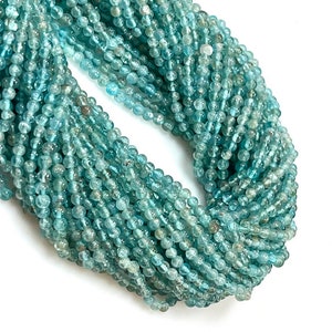 14&quot; Long Blue Apatite Natural Gemstone Round Shape Beads Strand Size 4mm Real Apatite Gemstone Spacer Beads for DIY Jewelry Making