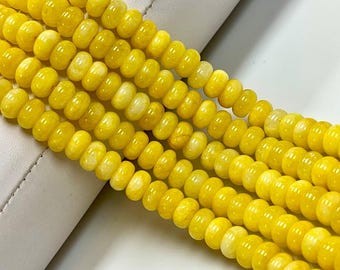 10mm Opaque Yellow Quartz Gemstone Smooth Rondelle shape Beads 16" Strands AAA Quality Real Gemstone Beads for Jewelry Making Loose Beads