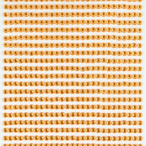 May include: Sheet of 837 gold-colored, 3mm adhesive rhinestones. The package has the text "TRIVENTI CRAFTS" and "3 mm Adhesive Rhinestone". The rhinestones are arranged in neat rows and columns.
