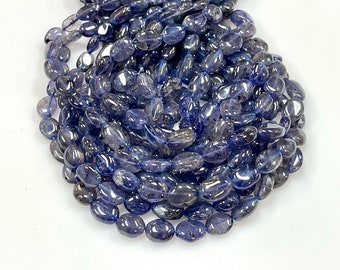 AAA Natural Iolite Gemstone Oval Shape Beads Strands16" Long Size 9x7 - 12x14mm 16" Long For Jewelry Making Beads Supply Loose Beads