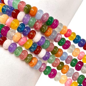Multi Mixed color Quartz smooth Rondelle beads 16&quot; Long, 8mm Multi color Plain Quartz gemstone Beads, AAA Quality Quartz Disco Beads