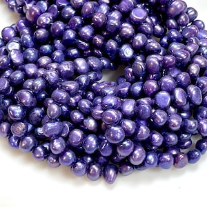 8mm Natural Pearl Beads Size 8mm For Jewelry Making, Purple Color Fresh Water Pearl Gemstone Beads For Jewelry Making Supplies