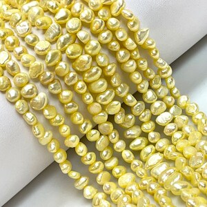 Natural Pearl Beads Size 5-6mm For Jewelry Making, Yellow Color Pearl Gemstone Beads For DIY Jewelry Making Supplies Loose Beads