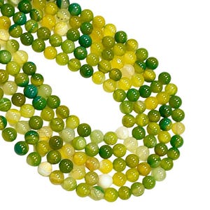 8mm Yellow Green Fire Agate Gemstone Beads, Genuine Fire Agate Round Shape Beads Strands For Jewelry Making Crafts Supplies