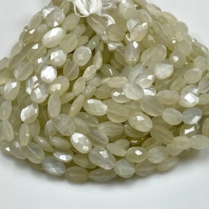 12x8mm Weiß Mondstein Natürliche Edelstein Oval Form Bead Strang Größe 12x8mm Echter Mondstein Edelstein Perlen für DIY Schmuckherstellung Lose Perlen