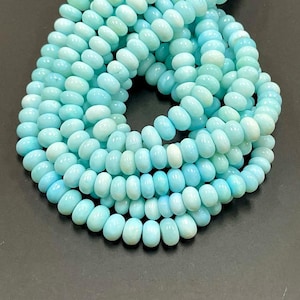 16&quot; Long 8-9 Blue Opal Gemstone Beads, Genuine Opal Rondelle Shape Beads 16&quot; Long For Jewelry Making Handmade Beads Crafts