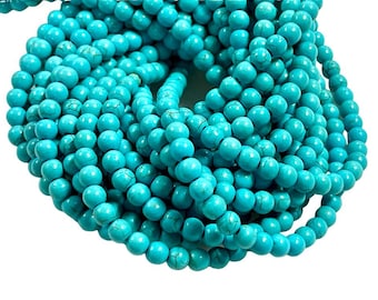 6mm 8mm Blue Turquoise Gemstone Round Shape Beads Strand for DIY Jewelry Making Loose Beads Supplies Jewelry Crafts