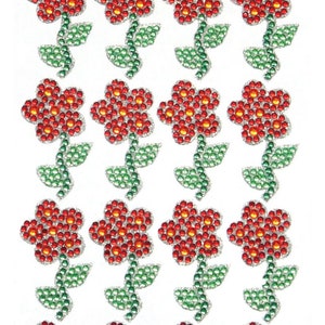 3 Sheet - Adhesive Rhinestone Stickers, Adhesive Flower Shape Rhinestone Big Size Stickers