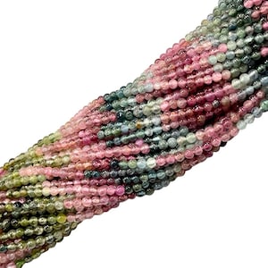 16&quot; 4mm Tourmaline Gemstone Beads Natural Multi Color Tourmaline Smooth Round Beads For Jewelry Making Craft Tourmaline Loose Beads Strands