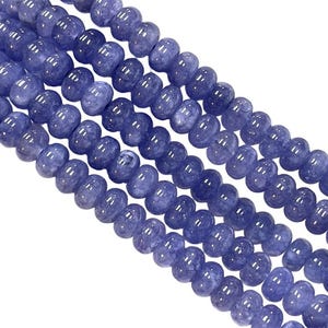 8mm Blue Sapphire Quartz Gemstone Smooth Rondelle shape Beads 16&quot; Strands AAA Quality Real Gemstone Beads for Jewelry Making Loose Beads