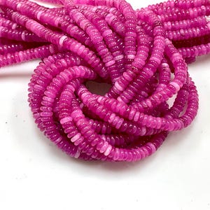 Fuchsia Pink Jade Gemstone Heishi Disc Rondelle Beads 6mm, 15.5” Strand, 1mm Hole – Stunning Pink Dyed Jade Beads for Jewelry Making