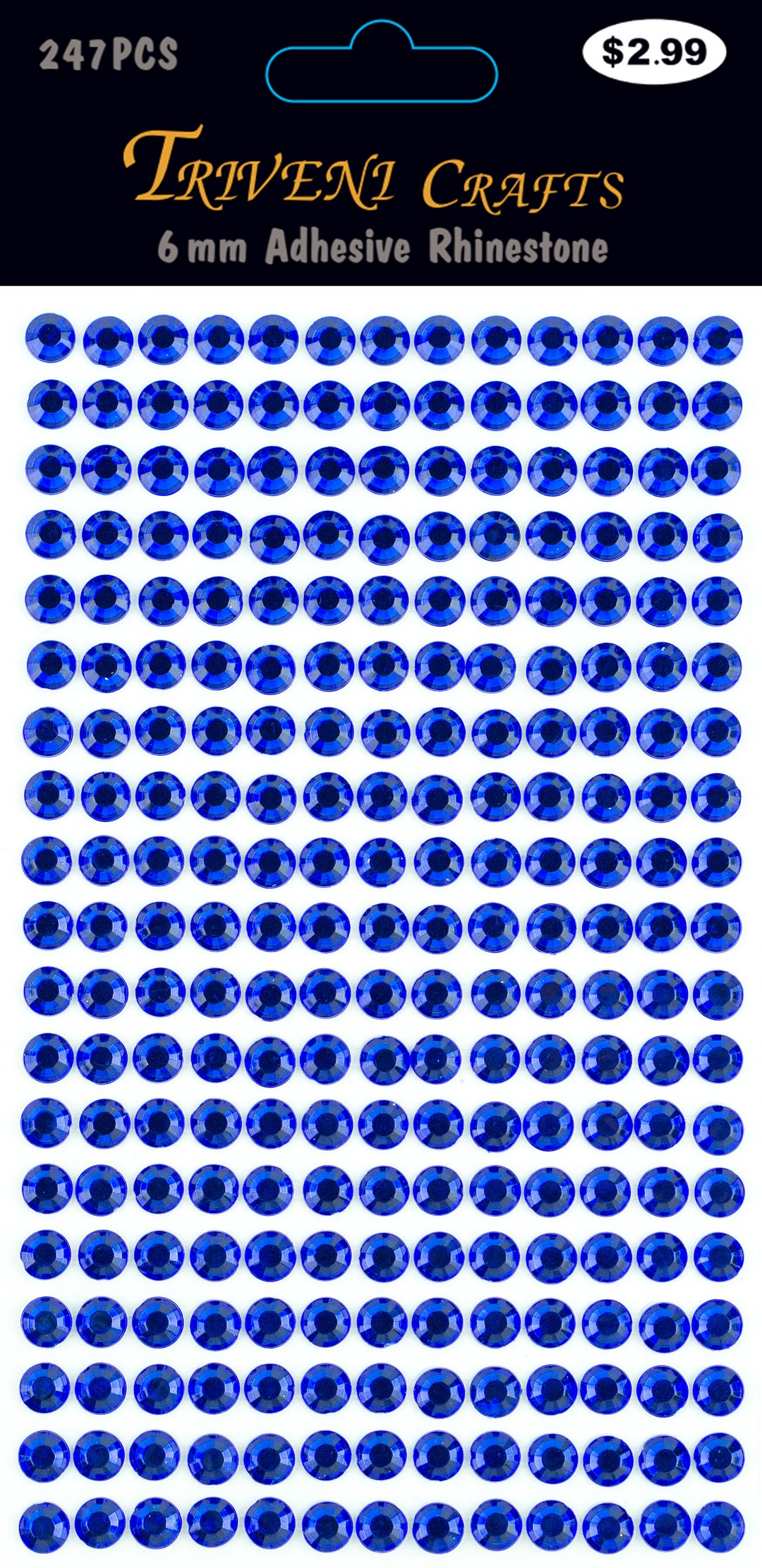 3 Sheets Royal Blue 6mm Adhesive Rhinestone Dot Sticker Etsy