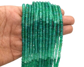 Green Chalcedony Natural Gemstone Faceted Rondelle Beads Strand Size 6mm Real Gemstone Green Shaded Beads Jewelry Making Green Stone Beads