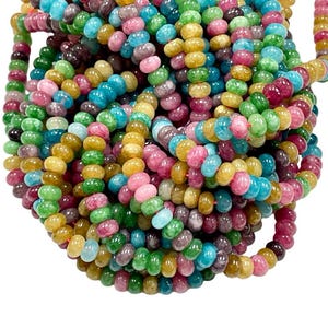 Beautiful Rainbow color Quartz smooth Rondelle beads 16&quot; Long, 8mm Multi color Plain Quartz gemstone Beads, AAA Quality Quartz Disco Beads