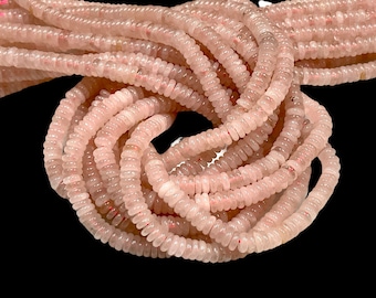 6mm Rose Quartz Gemstone Rondelle Heishi disc Shape Beads Strands Full 16" Long Strands, Gemstone Loose Beads for Jewelry Making Crafts