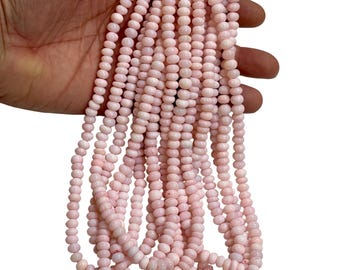 Pink Peruvian Opal Gemstone Beads 16" Long, Genuine Pink Opal Rondelle Shape Beads Size 7mm Beads Strands For Jewelry Making Crafts