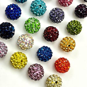 20 morceaux de perles pour pavage, perles de strass Shamballa, 8 mm - 10 mm - 12 mm perles de cristal strass, perles disco pour la fabrication de bijoux DIY image 5