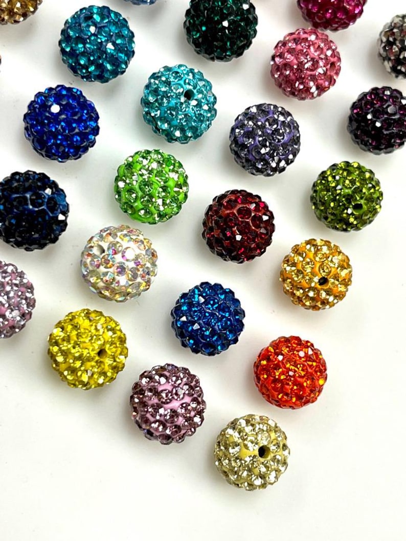 20 morceaux de perles pour pavage, perles de strass Shamballa, 8 mm - 10 mm - 12 mm perles de cristal strass, perles disco pour la fabrication de bijoux DIY image 5
