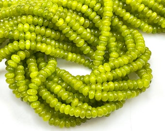 Collana Giada Verde Naturale 18 Pollici, Perle Rondelle Sfaccettate 2x4mm, Qualità AAA