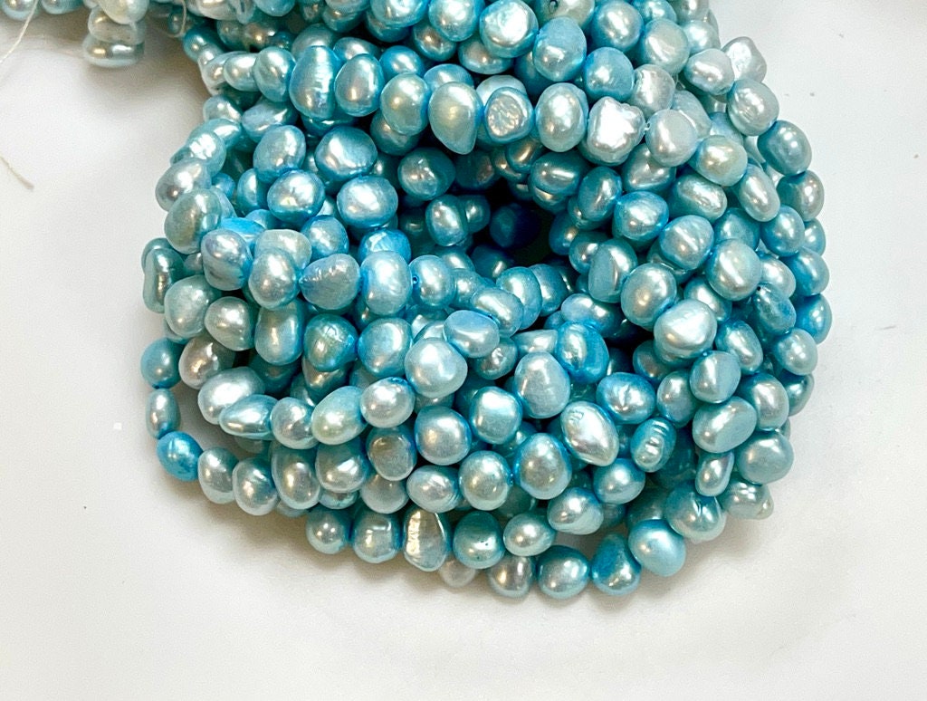 Natural Pearl Beads Size 8mm For Jewelry Making, Turquoise Color Pearl Gemstone For Jewelry Making Supplies Loose Beads