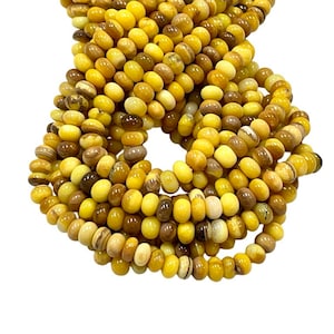 Mustard Yellow Opal Gemstone Beads, Genuine Opal Rondelle Shape Beads Size 8mm Beads Strands For Jewelry Making Crafts Supplies Beads