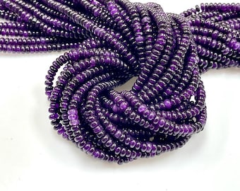 4mm Purple Charoite Quartz Gemstone Smooth Rondelle shape Beads 16" Strands AAA Quality Gemstone Beads for Jewelry Making Loose Beads Strand