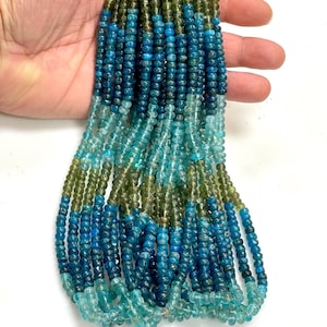 18" Long Shaded Apatite Natural Gemstone Rondelle Shape Beads Strand Size 6mm Real Apatite Gemstone Spacer Beads for DIY Jewelry Making