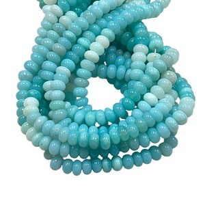 8-9mm Blue Opal Gemstone Beads, Genuine Opal Rondelle Shape Beads For Jewelry Making Handmade Beads Crafts
