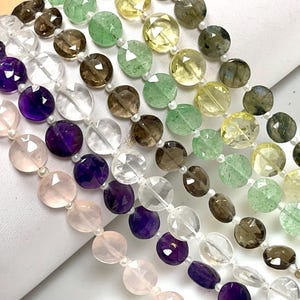AAA Natural Gemstone Micro Faceted Handmade Coin Shape Beads Strand Size For Jewelry Making Loose Beads Strands Jewelry Craft Gemstone Coin