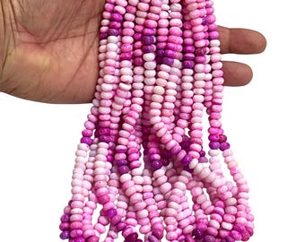 Shaded Pink Peruvian Opal Gemstone Beads 16" Long, Genuine Pink Opal Rondelle Shape Beads Size 7mm Beads Strands For Jewelry Making Crafts