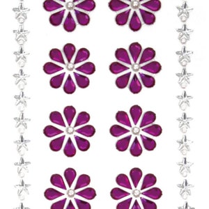 3 Sheet Adhesive Rhinestone Stickers, Adhesive Hearts/Flowers Shape Rhinestone Stickers Flower Shape