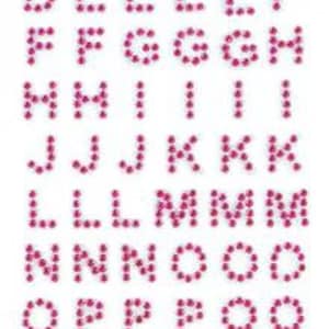3 folhas de strass A-Z letras adesivos fúcsia 10mm adesivos autoadesivos enfeites folha para artesanato em papel corpo, arte em unhas diy