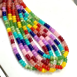 10mm Beautiful Rainbow Shaded Quartz Smooth Rondelle Shape Beads Strands 18&quot; Long, Multi Color Quartz Gemstone Beads, Wholesale Jewelry