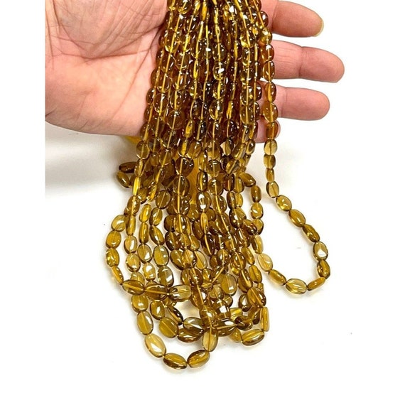 AAA Whiskey Quartz Natural Gemstone Smooth Oval Beads 16" Strand 9x7 to 12x10mm For Fine Jewelry making Healing Beer Quartz Gemstone Beads