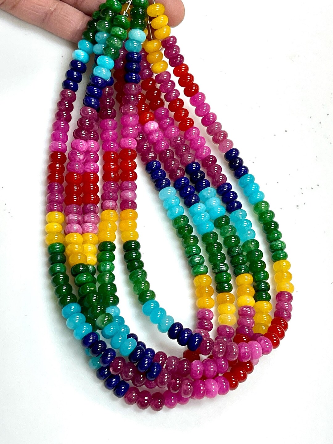 8mm Beautiful Rainbow Shaded Quartz Smooth Rondelle Shape Beads Strands ...