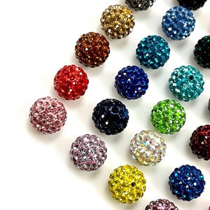 20 morceaux de perles pour pavage, perles de strass Shamballa, 8 mm - 10 mm - 12 mm perles de cristal strass, perles disco pour la fabrication de bijoux DIY image 7