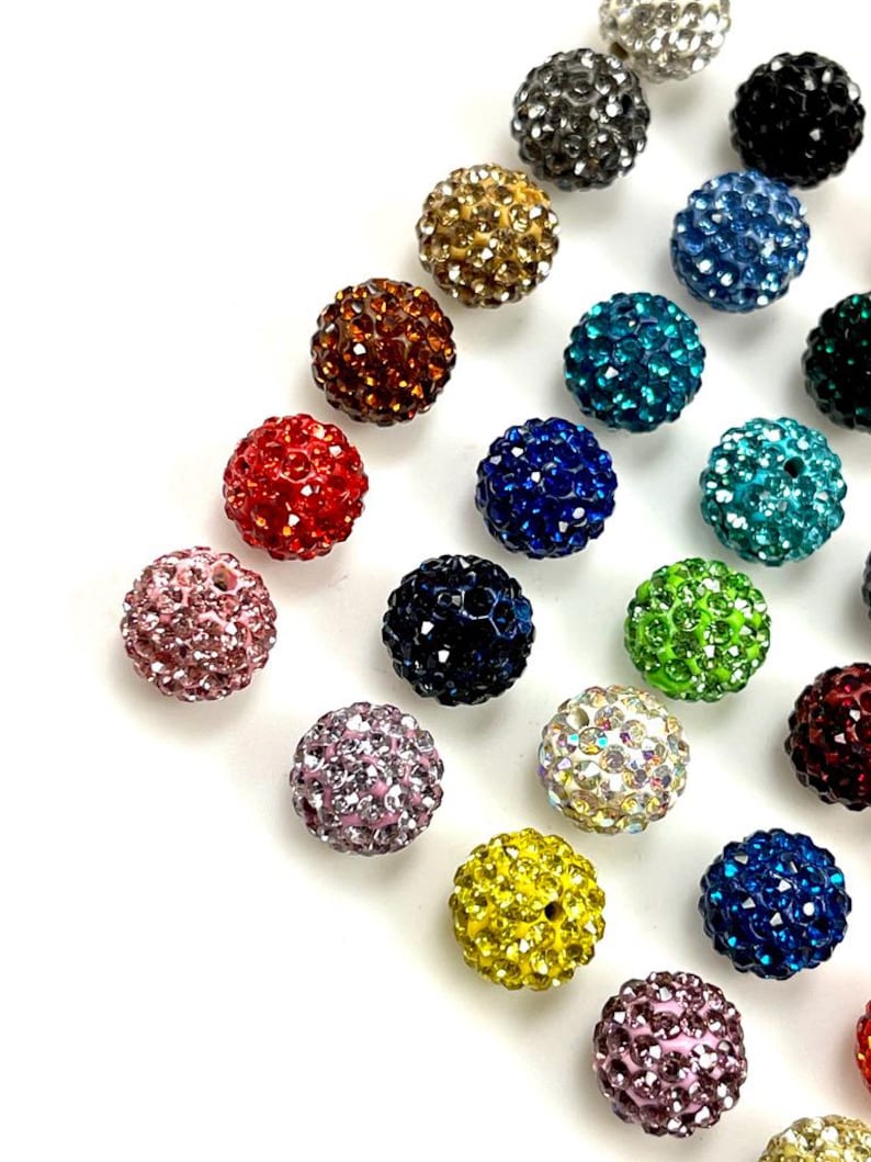 20 morceaux de perles pour pavage, perles de strass Shamballa, 8 mm - 10 mm - 12 mm perles de cristal strass, perles disco pour la fabrication de bijoux DIY image 7