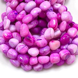 Pink Opal Natural Gemstone Smooth Freeform Nuggets Tumble Shape Handmade Beads Size 10-14mm Peruvian Opal Beads for Jewelry Making Crafts