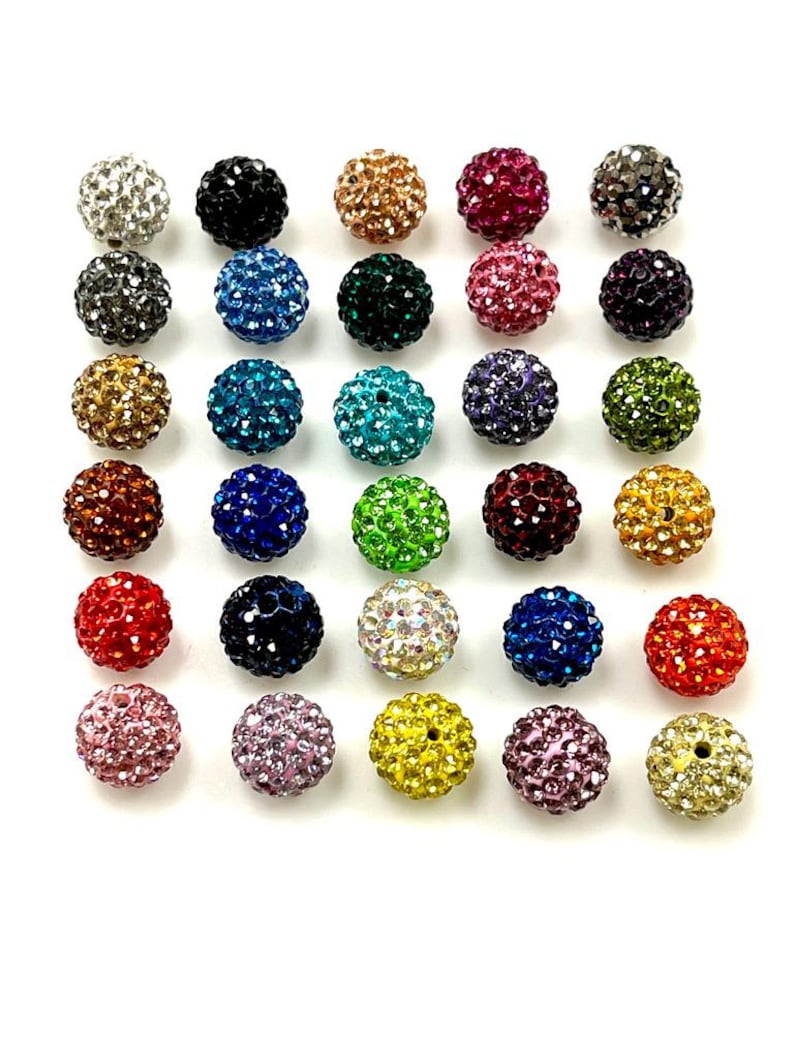 20 morceaux de perles pour pavage, perles de strass Shamballa, 8 mm - 10 mm - 12 mm perles de cristal strass, perles disco pour la fabrication de bijoux DIY image 2