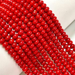 6mm Red Coral Gemstone Rondelle Beads Smooth Finish 16” Strand | Vibrant Coral Beads for Jewelry Making and Craft Supplies