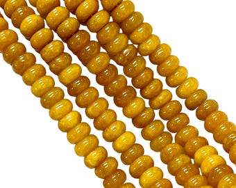 10mm Mustard Yellow Quartz Gemstone Smooth Rondelle shape Beads 16" Strands AAA Quality Real Gemstone Beads for Jewelry Making Loose Beads