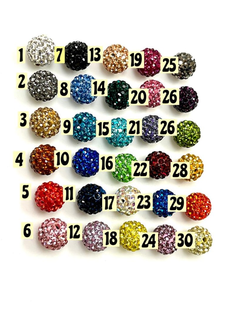 20 morceaux de perles pour pavage, perles de strass Shamballa, 8 mm - 10 mm - 12 mm perles de cristal strass, perles disco pour la fabrication de bijoux DIY image 6